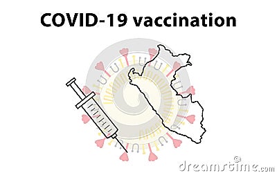 COVID-19 vaccination in Peru Cartoon Illustration
