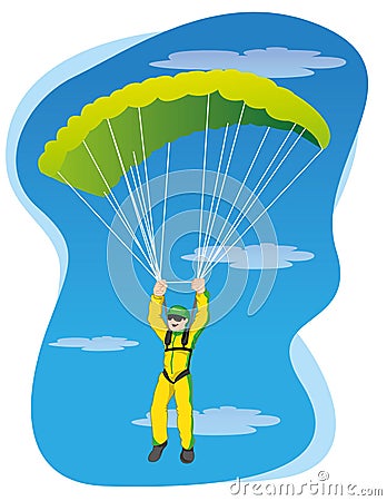 Illustration represents a person, jumping from parachute Vector Illustration