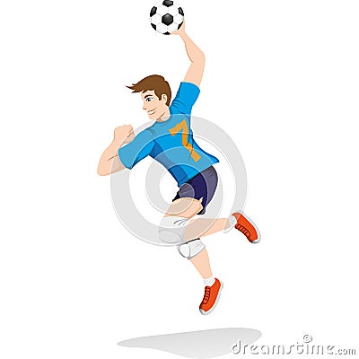 Illustration represents a person playing handball, tchoukball, jumping to attack Vector Illustration