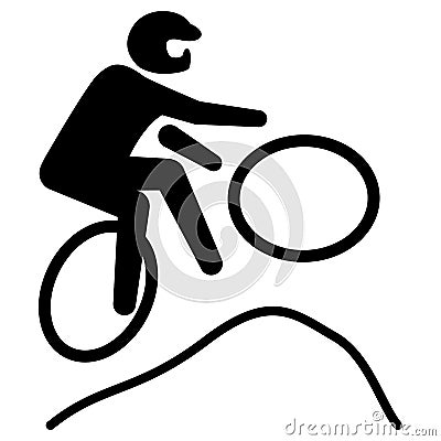Illustration represents pictogram of freestyle bike sport, games with BMX Vector Illustration