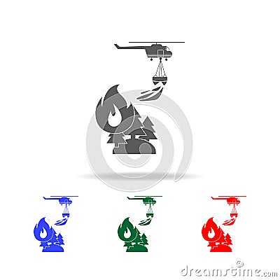 illustration of rescue forest firefighting helicopter in the air icon. Elements of firefighter multi colored icons. Premium qualit Cartoon Illustration