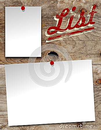 Illustration of list poster with old aged wood grain Stock Photo