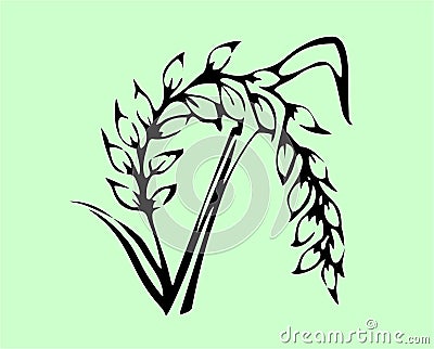 illustration of a rice flower green Vector Illustration