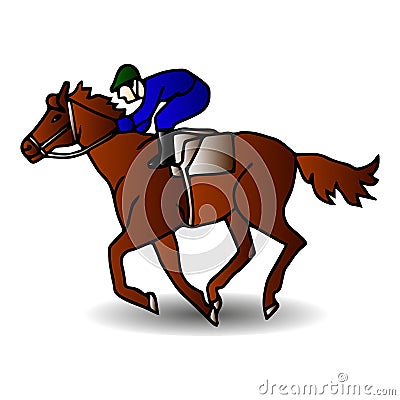 illustration, rider on horse, horse and equestrian sport Cartoon Illustration