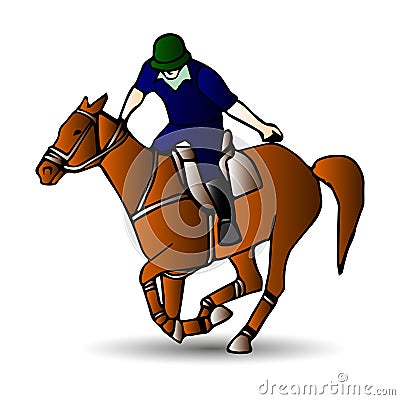 illustration, rider on horse, horse and equestrian sport Cartoon Illustration