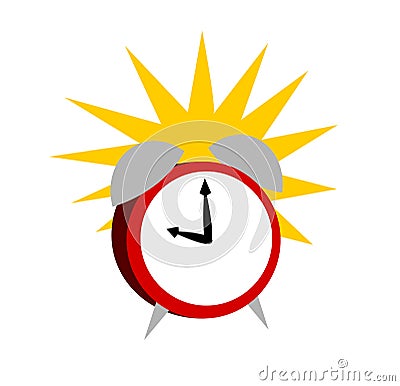 Illustration of a ringing alarm clock Cartoon Illustration
