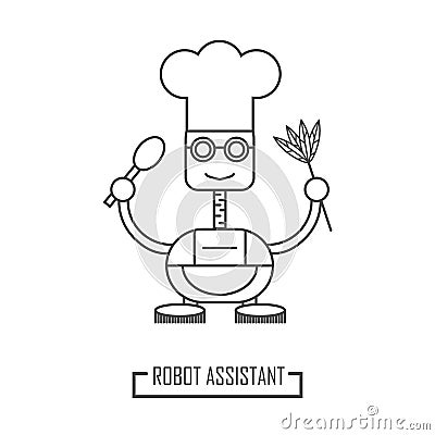 Illustration of a robot cook. Robotic assistant in the kitchen Stock Photo