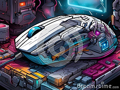 illustration of a robot mouse of computer gaming Cartoon Illustration