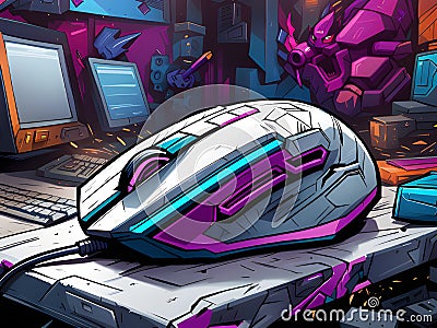 illustration of a robot mouse of computer gaming Cartoon Illustration