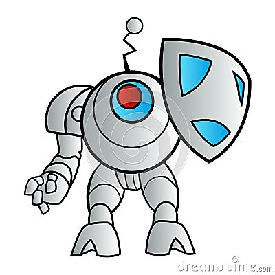 Illustration of a robot with a shield Vector Illustration