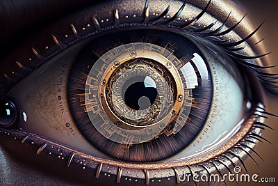 Illustration of a robotic bionic digital eyes conception Stock Photo