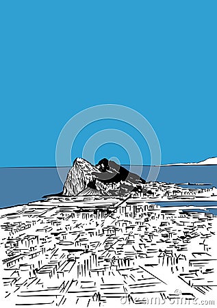 The Rock of Gibraltar Cartoon Illustration