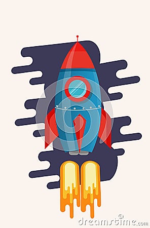 Illustration with a rocket Vector Illustration