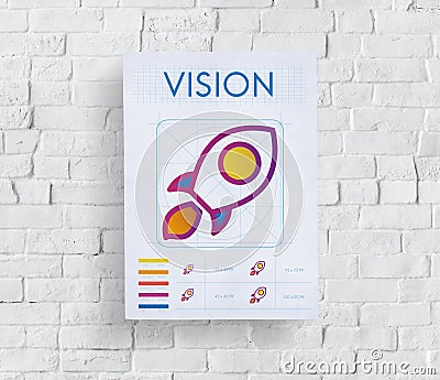 Illustration of rocket launching symbol of vision strategy Stock Photo