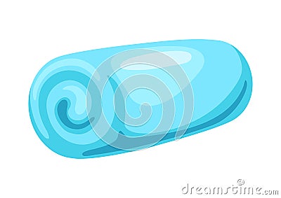 Illustration of rolled blue towel. Vector Illustration