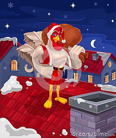 illustration of a rooster - Santa Claus Cartoon Illustration