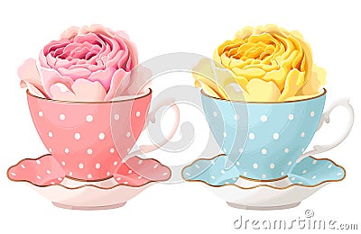 Illustration of rose in teacup Vector Illustration