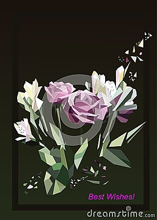 Illustration of roses. Greeting card Vector Illustration