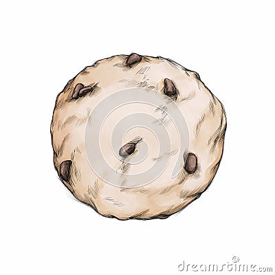 Illustration of a Round biscuit with chocolate chips Stock Photo