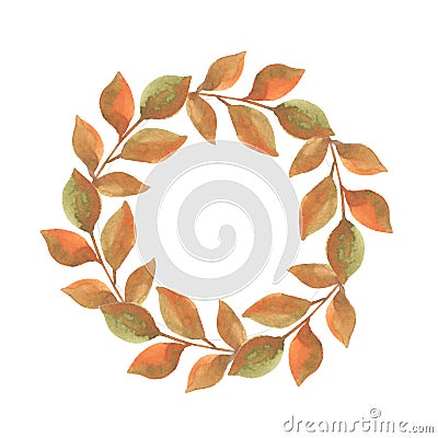 Watercolor illustration of round leaf frame Stock Photo