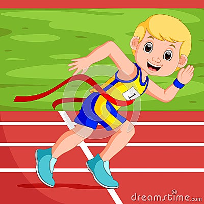 Runner man winning a race Vector Illustration