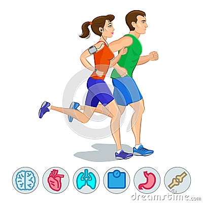 Illustration of a runners - couple running Vector Illustration