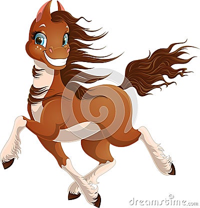 Illustration of running freckled horse with white socks isolated on white background Vector Illustration