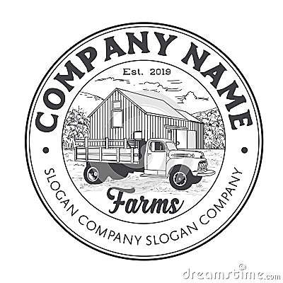 Rustic vintage farm logo design Vector Illustration