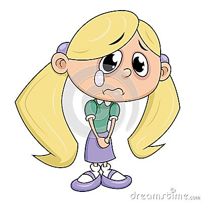 Sad girl crying Vector Illustration