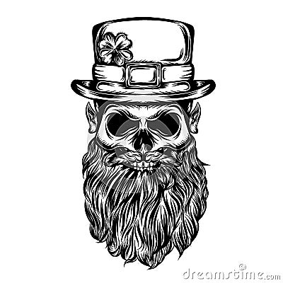 The saint Patrick skull with he big hat Vector Illustration