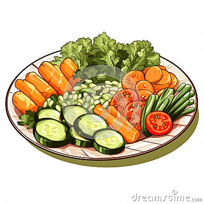 illustration of Salad is food that very much vegetables are carrot broccoli brinjal cucumber tomatoes capsicums etc Cartoon Illustration