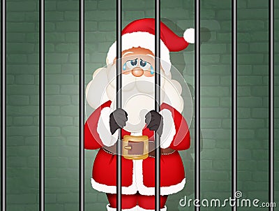 Illustration of Santa Claus arrested Cartoon Illustration