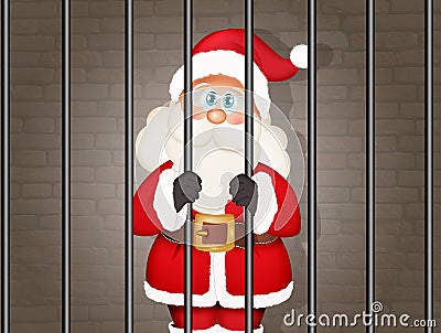 Illustration of Santa Claus arrested Cartoon Illustration