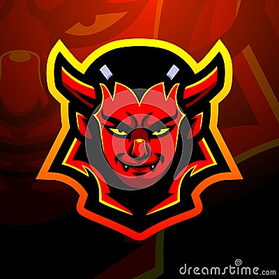 Satanic head mascot esport logo design Vector Illustration