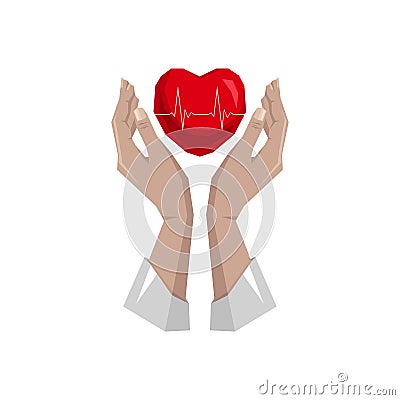 Illustration of save heart with heartbeat concept Vector Illustration