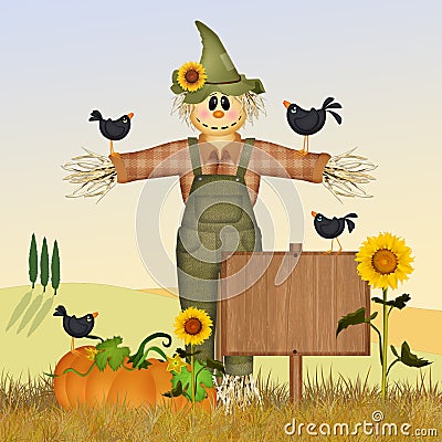 Scarecrow in the field Stock Photo