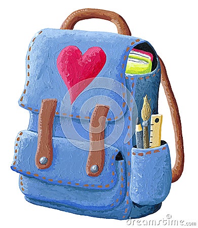 Illustration of school backpack on a white background Cartoon Illustration