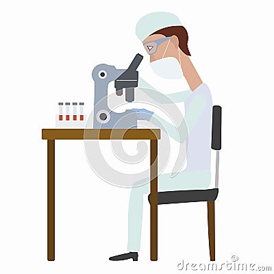 Illustration of a scientist with microscope , vector draw Vector Illustration