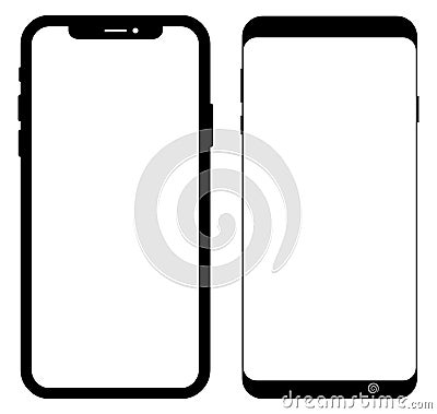 iPhone X and Samsung Note 9 Vector Illustration