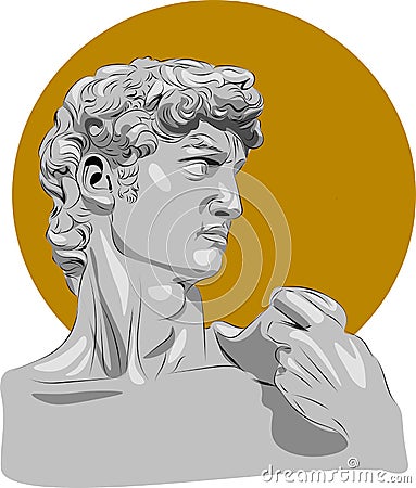 Illustration of sculpture. David Michelangelo.Perfect for home decor such as posters, wall art, tote bag, t-shirt print, sticker. Vector Illustration