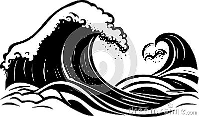 illustration of sea wave, tsunami cartoon Cartoon Illustration