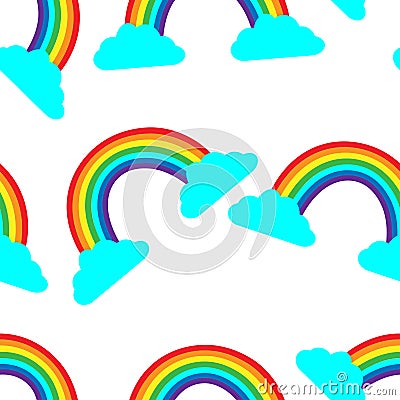 Seamless pattern cute rainbow children illustration print on fabric wallpaper on the wall textile cards scrapbooking Cartoon Illustration