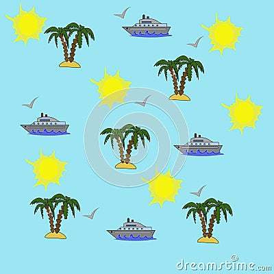 Illustration of seamless pattern elements of leisure and travel Stock Photo