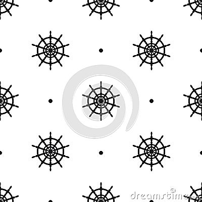 Seamless pattern with icons of steering wheels on white background Vector Illustration