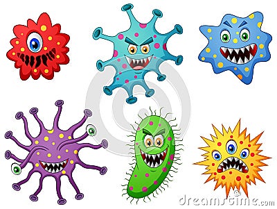 Set of cartoon germ and virus Stock Photo