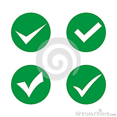 Set different check marks or tychks.Tick in a circle on a white background Vector Illustration