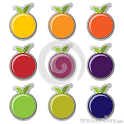 Fruit stickers- icon set Stock Photo