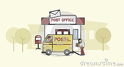 Illustration set of post delivery Stock Photo