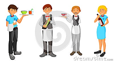 Set of Waiter character design Vector Illustration