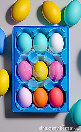 illustration with several easter painted eggs Stock Photo